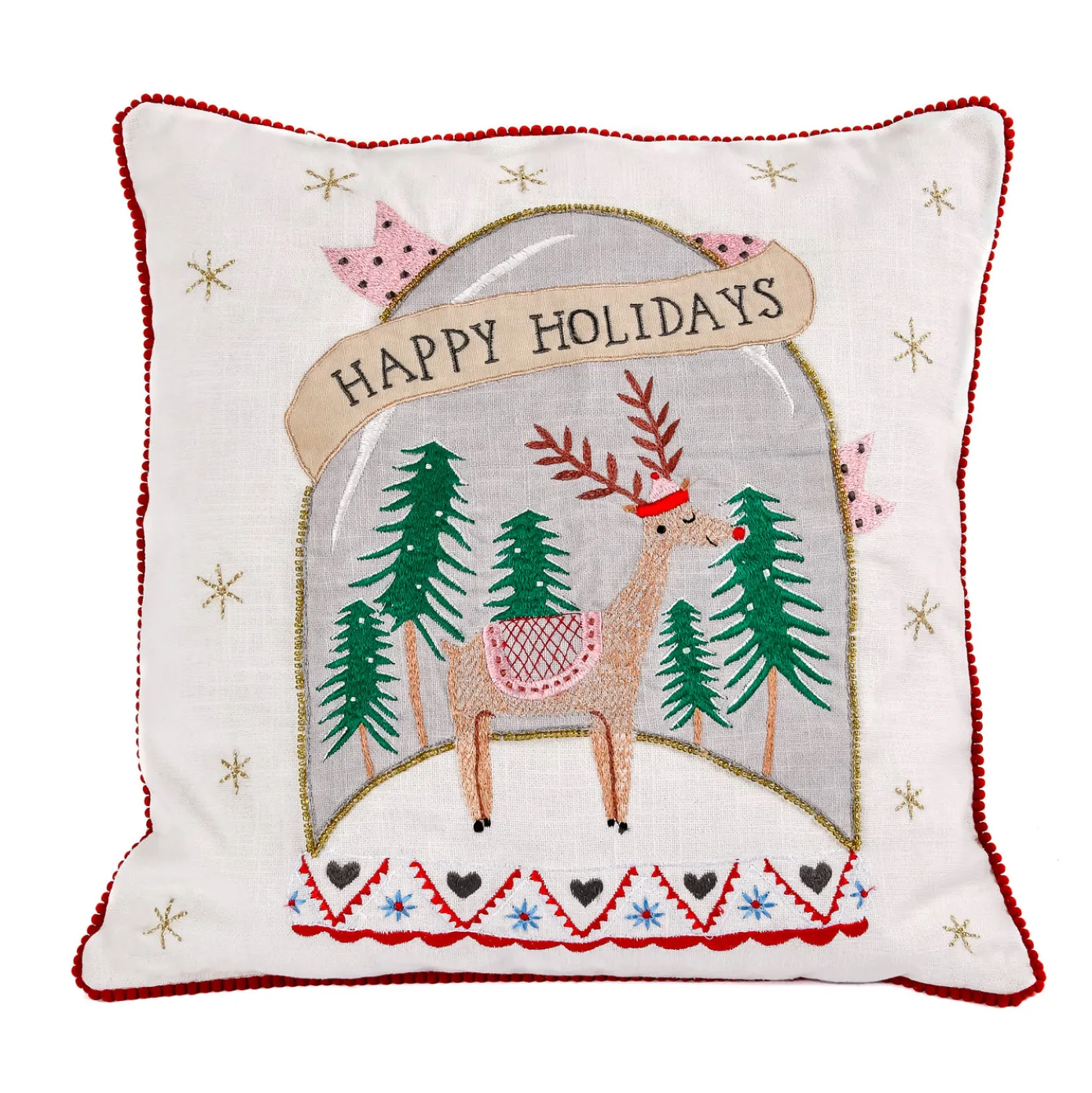 18 in. HGTV Home Collection Snow Globe Christmas Pillow