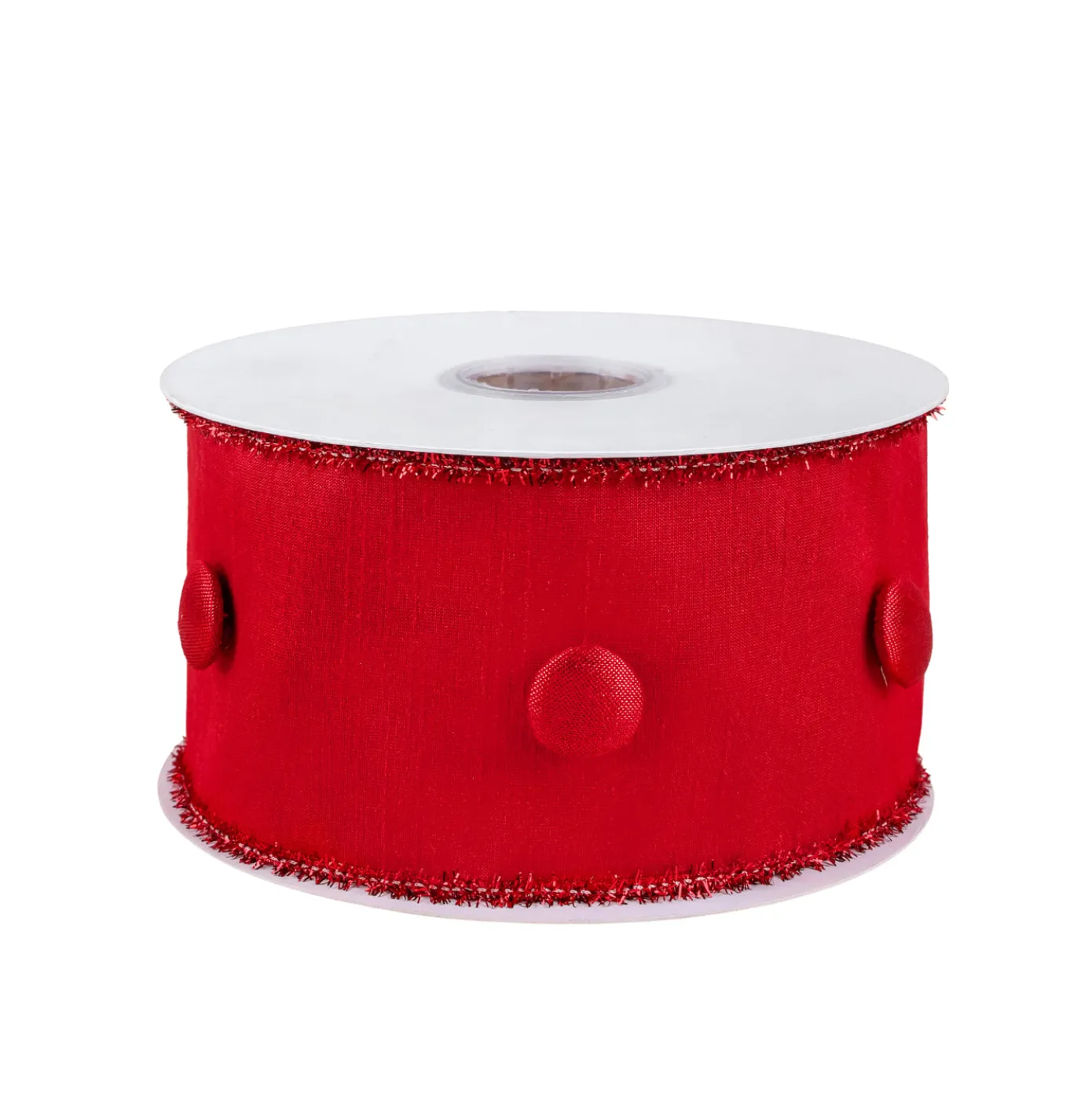 3 in. HGTV Home Collection Dupioni Button Ribbon, Red