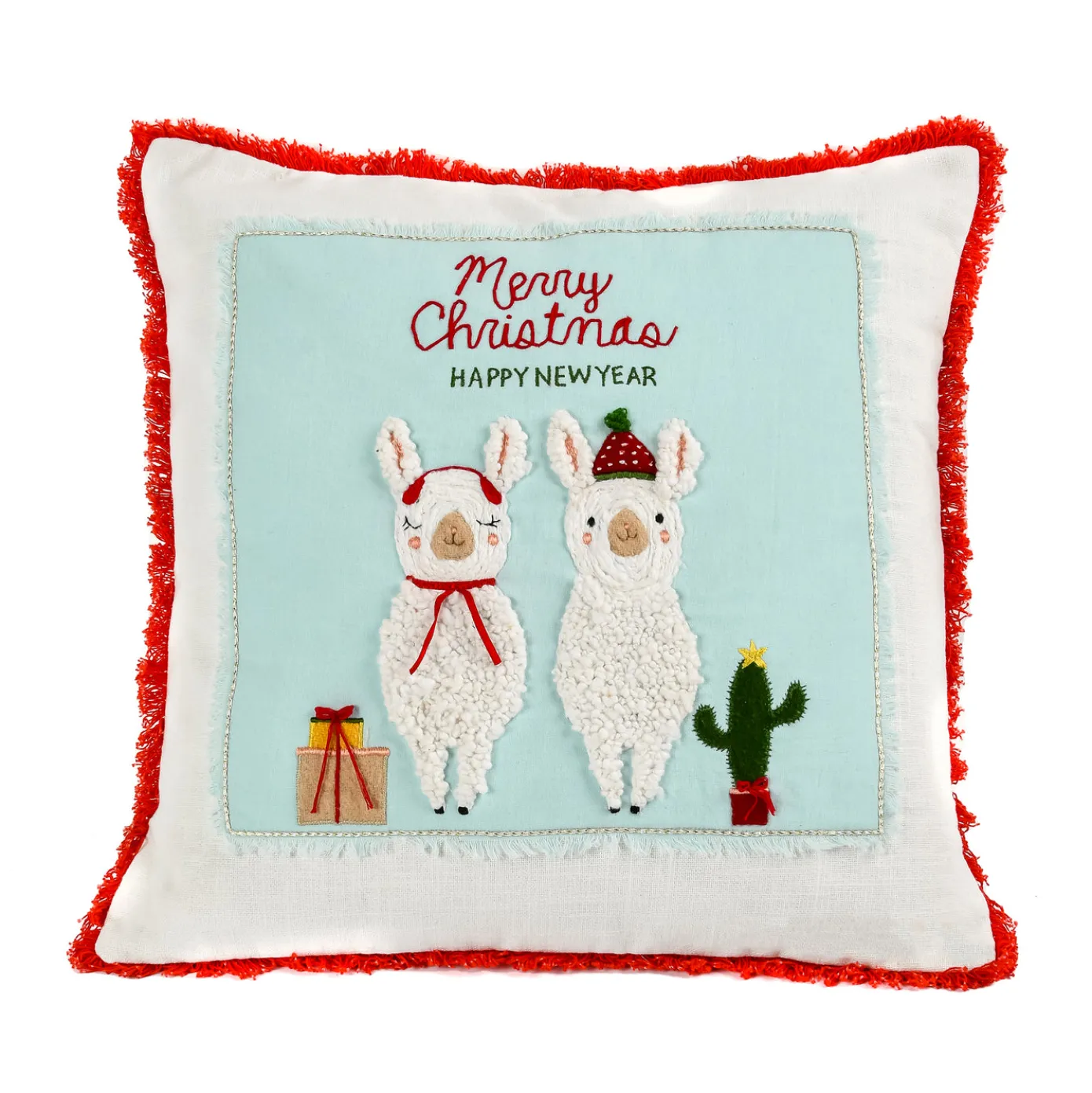 18 in. HGTV Home Collection Merry Christmas Llamas Pillow