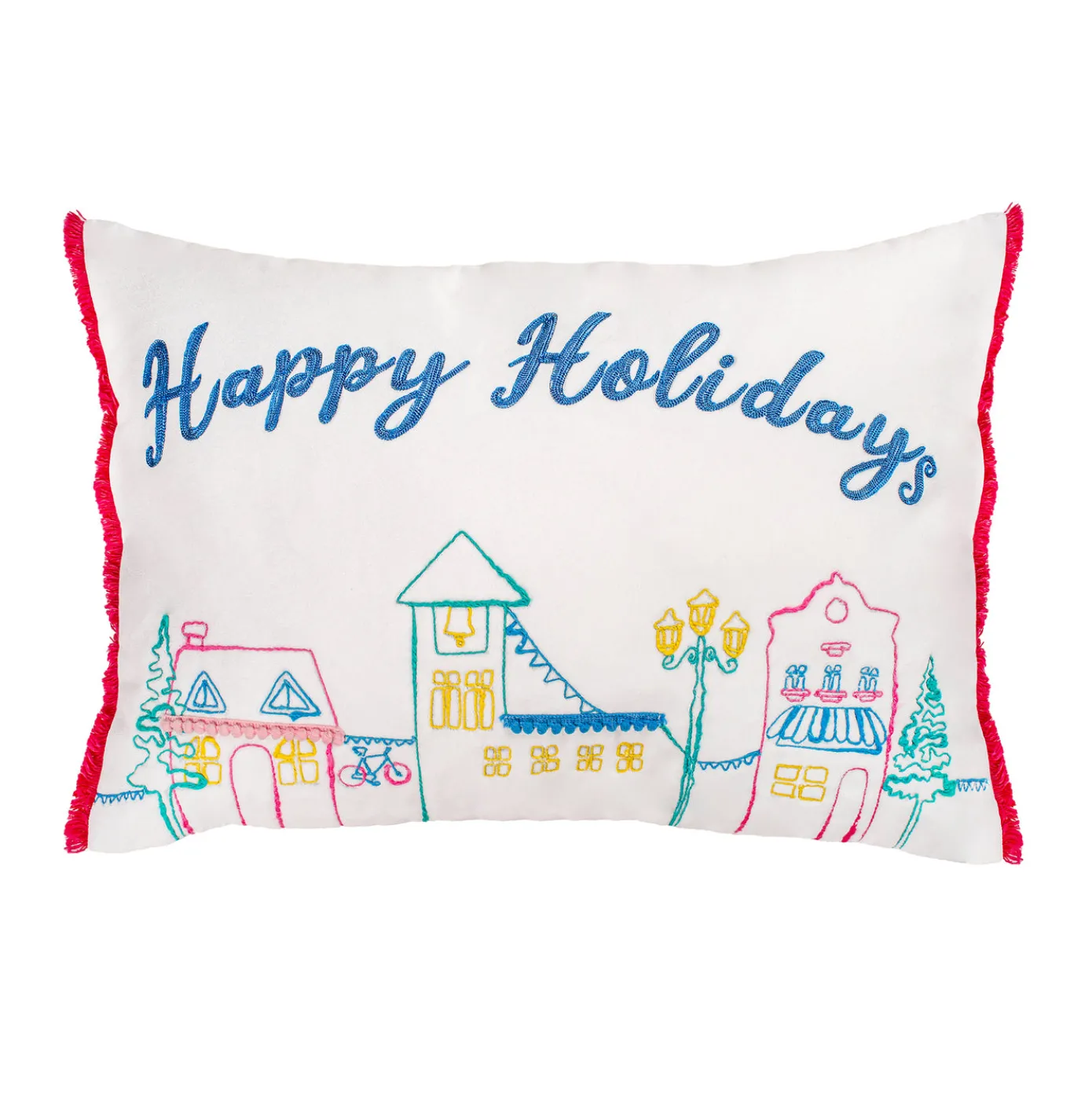 20 in. HGTV Home Collection Embroidered Happy Holidays Pillow