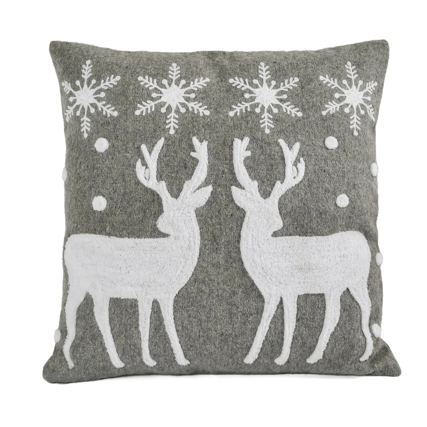 18 in. HGTV Home Collection Reindeer and Snowflakes Pillow