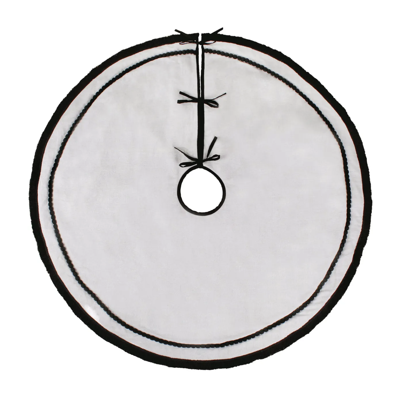 52 in. HGTV Home Collection White Tree Skirt with Black Trim