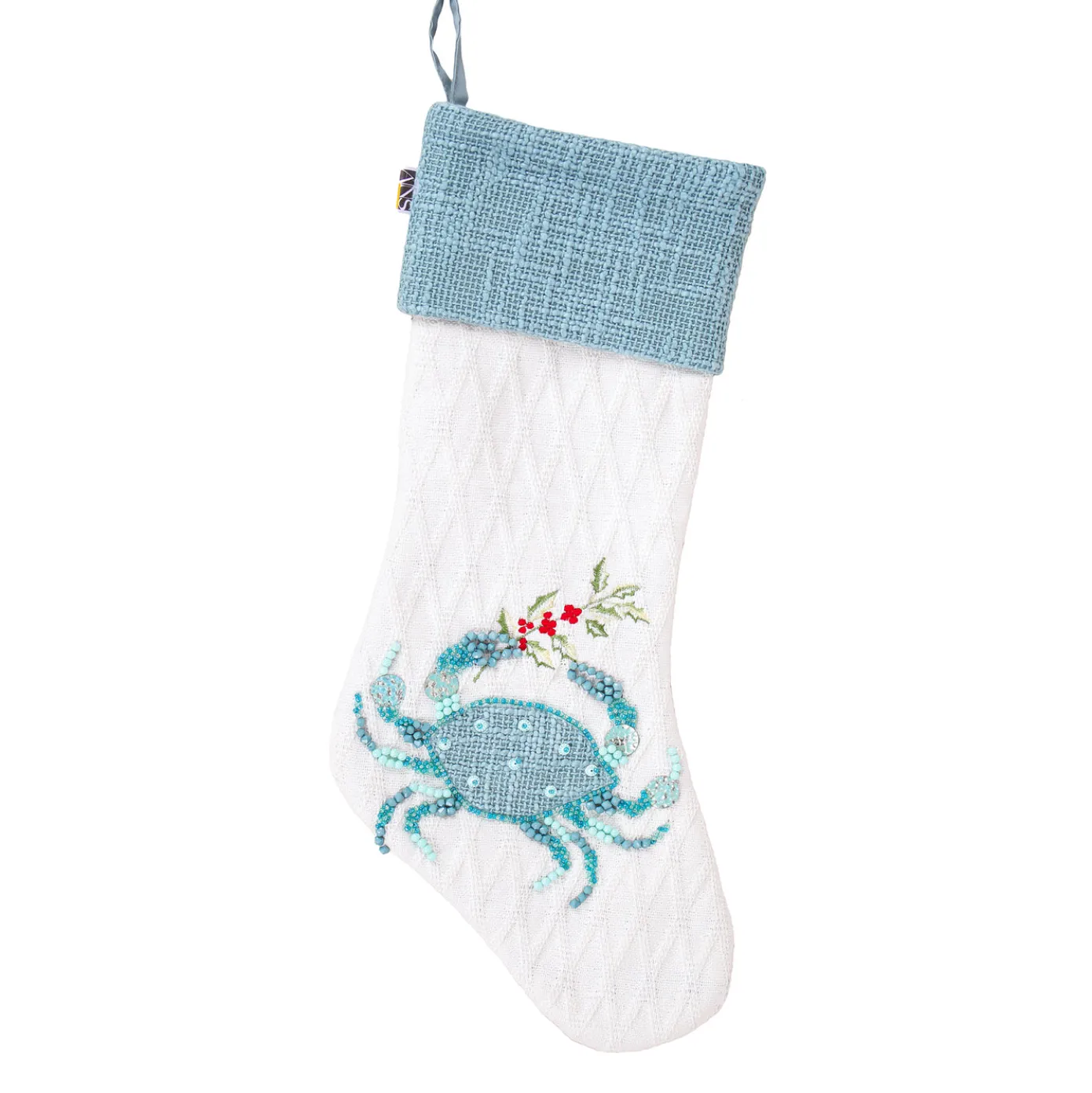 20 in. HGTV Home Collection Embroidered Blue Crab Stocking