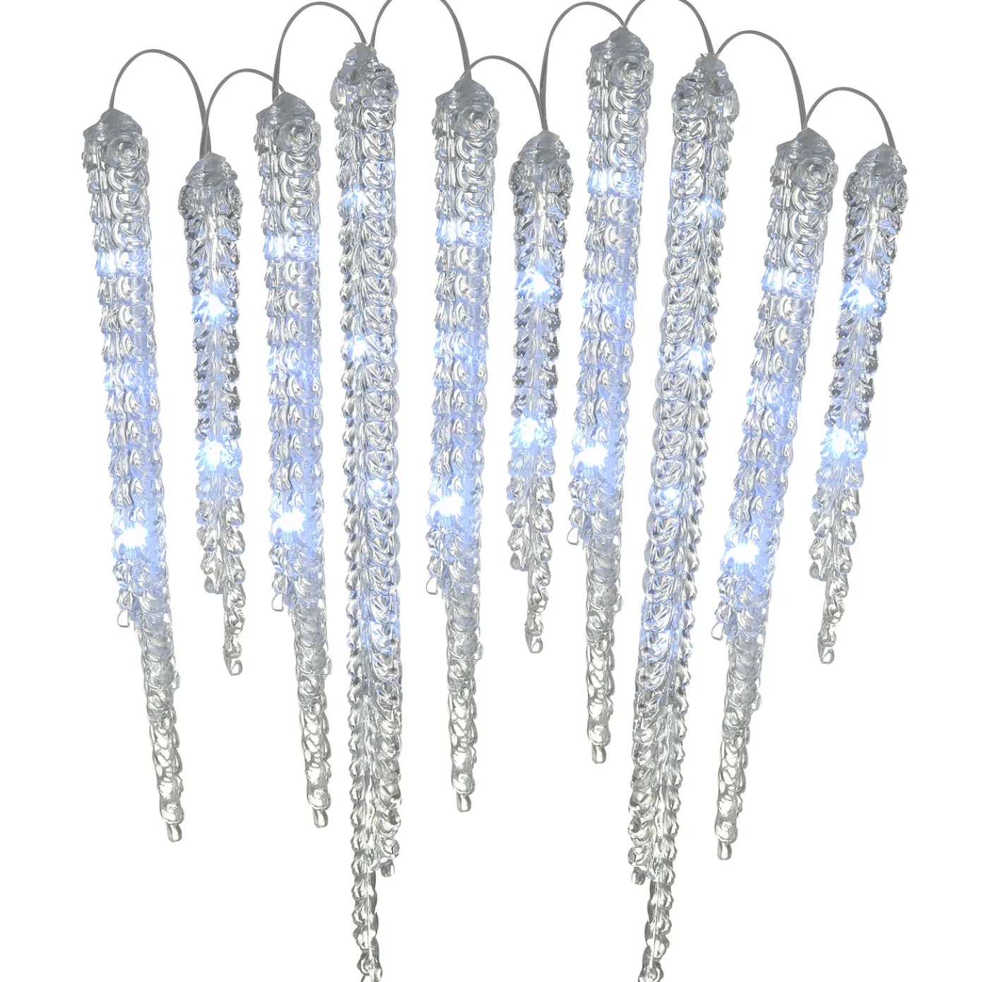 16 in. Ice Crystals Icicles with Micro LED Lights, Set of 10