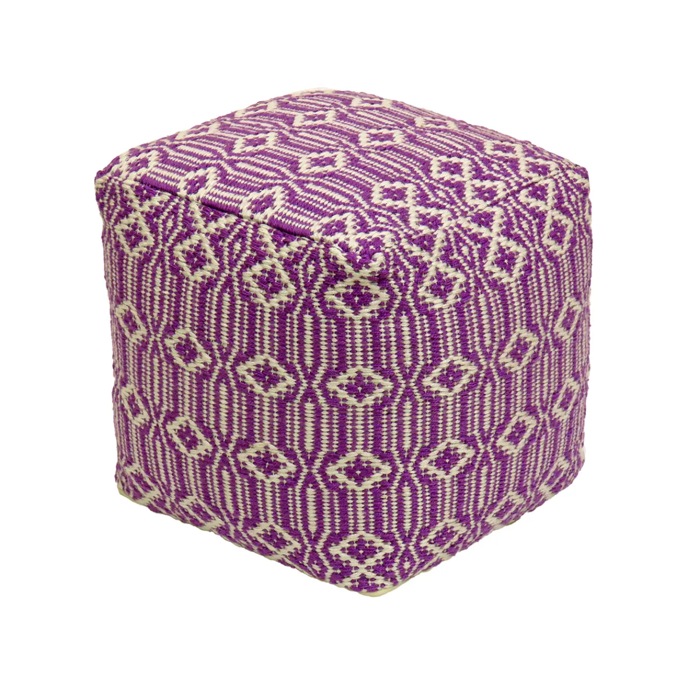 16 in. Lavender Hand Woven Pouf Ottoman