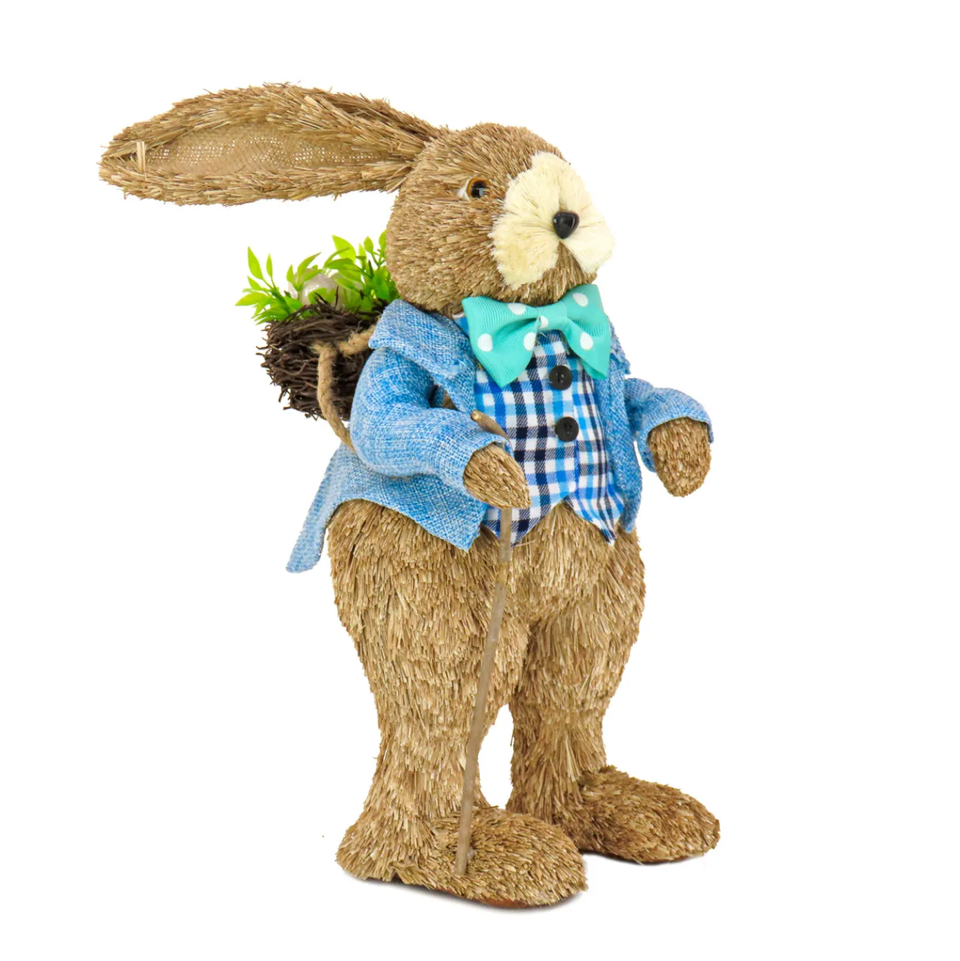 10 in. Male Bunny in Blue Coat Table Decoration