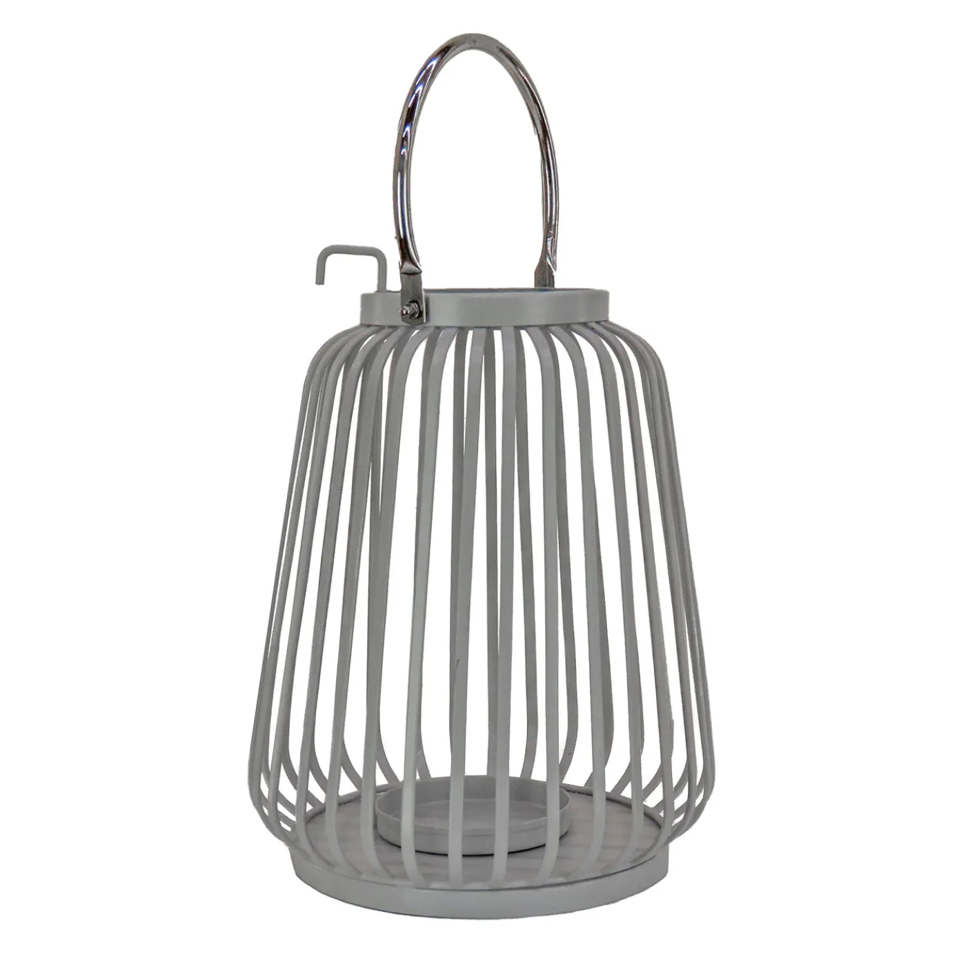 13 in. Modern Design and Finish Glacier Gray Outdoor Lantern Candleholder