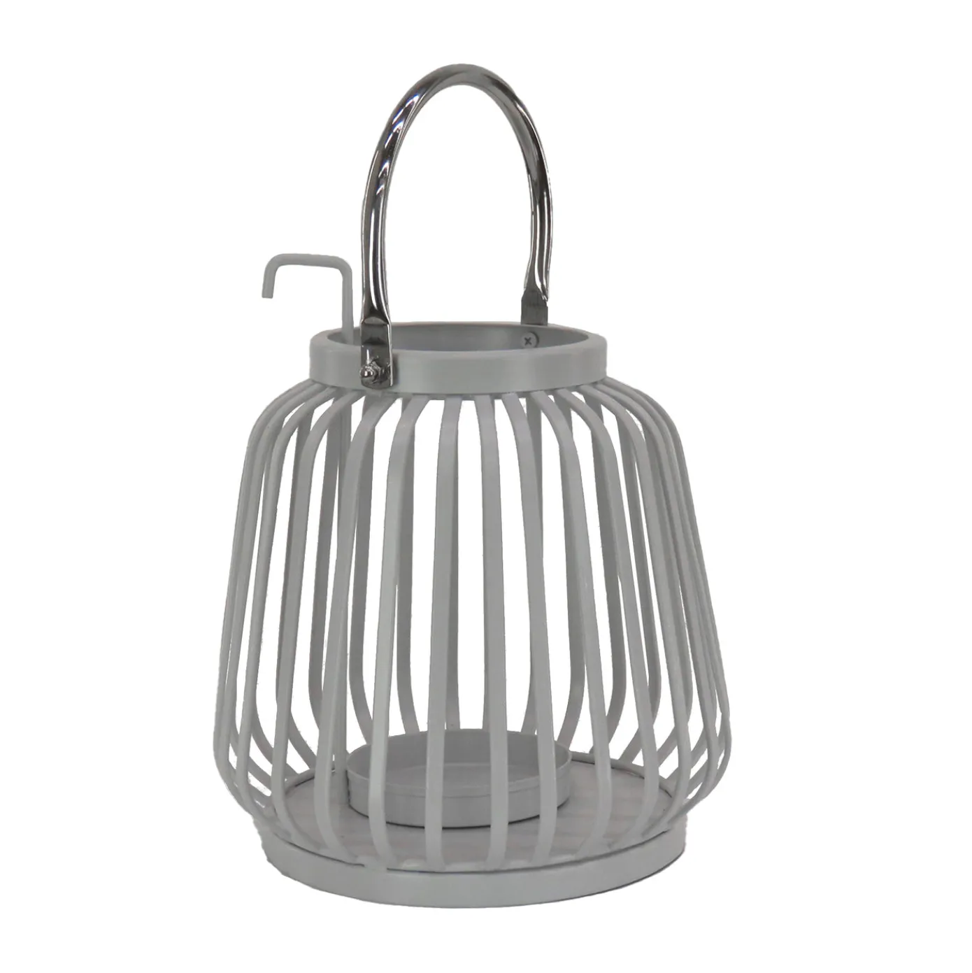11 in. Modern Design and Finish Glacier Gray Outdoor Lantern Candleholder
