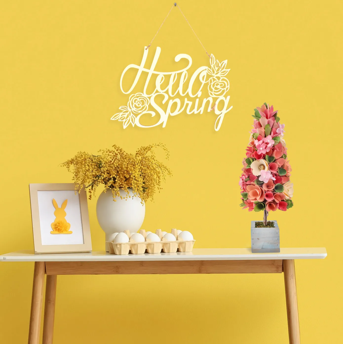 19 in. Pastel Colors Spring Floral Cone Tree