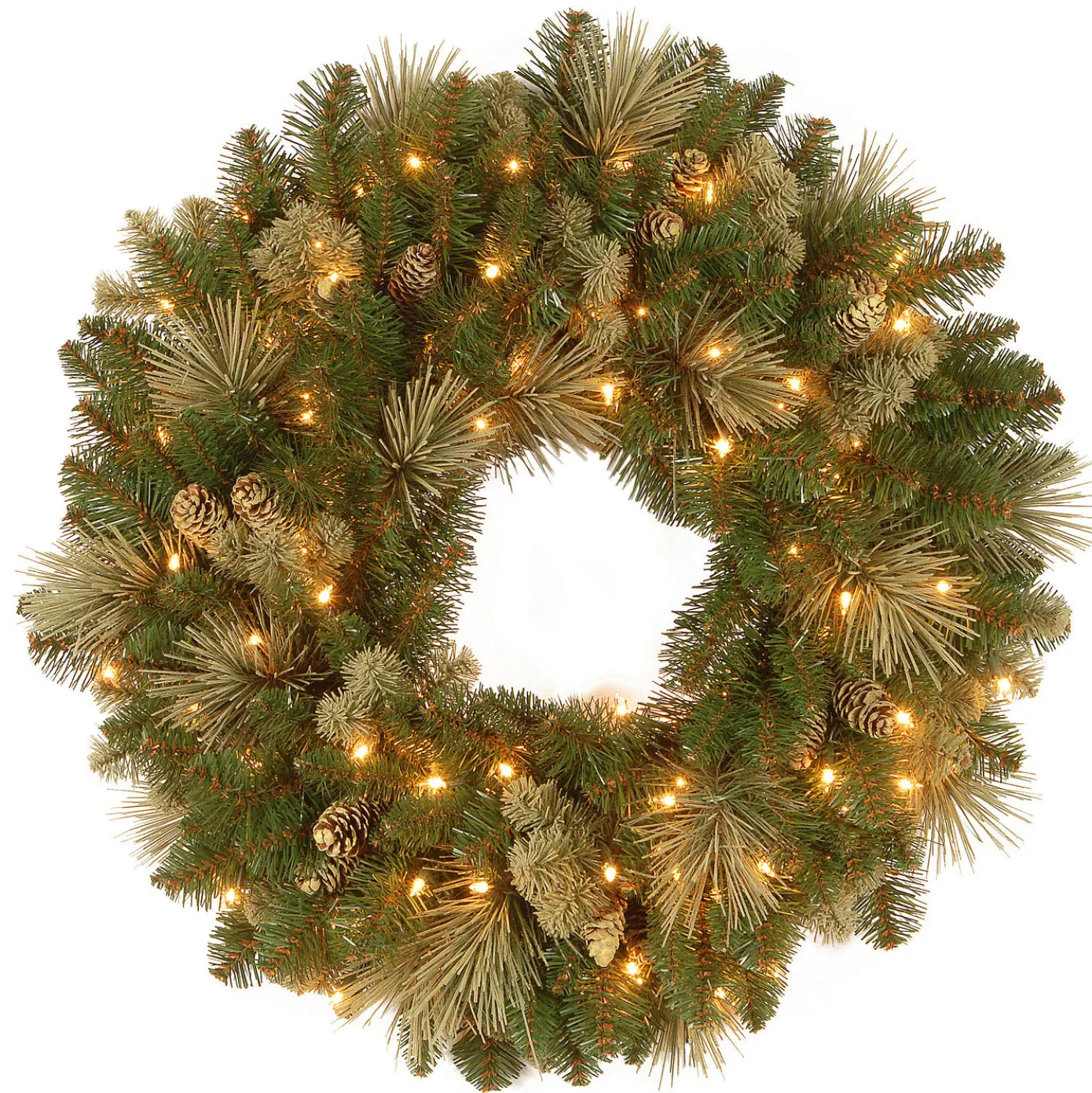 24 in. Pre-Lit Carolina Pine Wreath with LED Lights