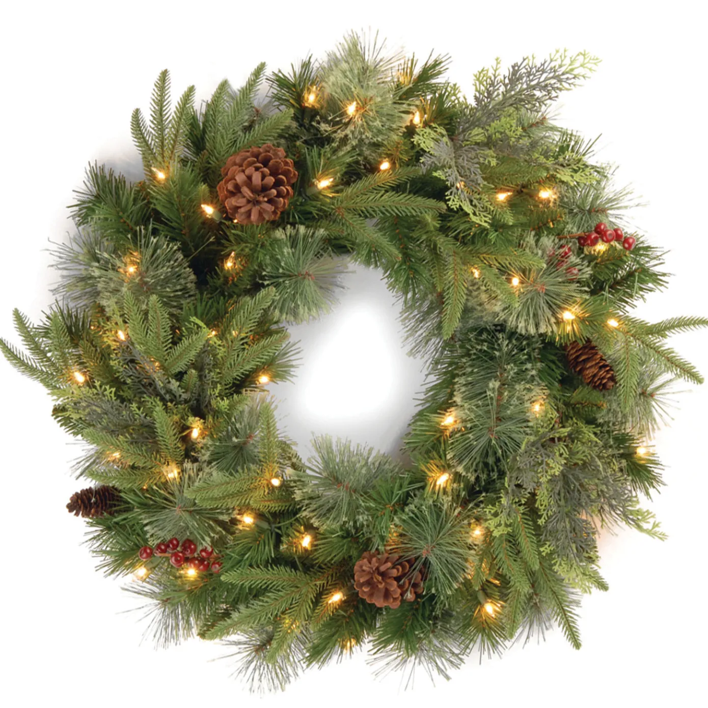 30 in. Pre-Lit Colonial Fir Wreath with Clear Lights