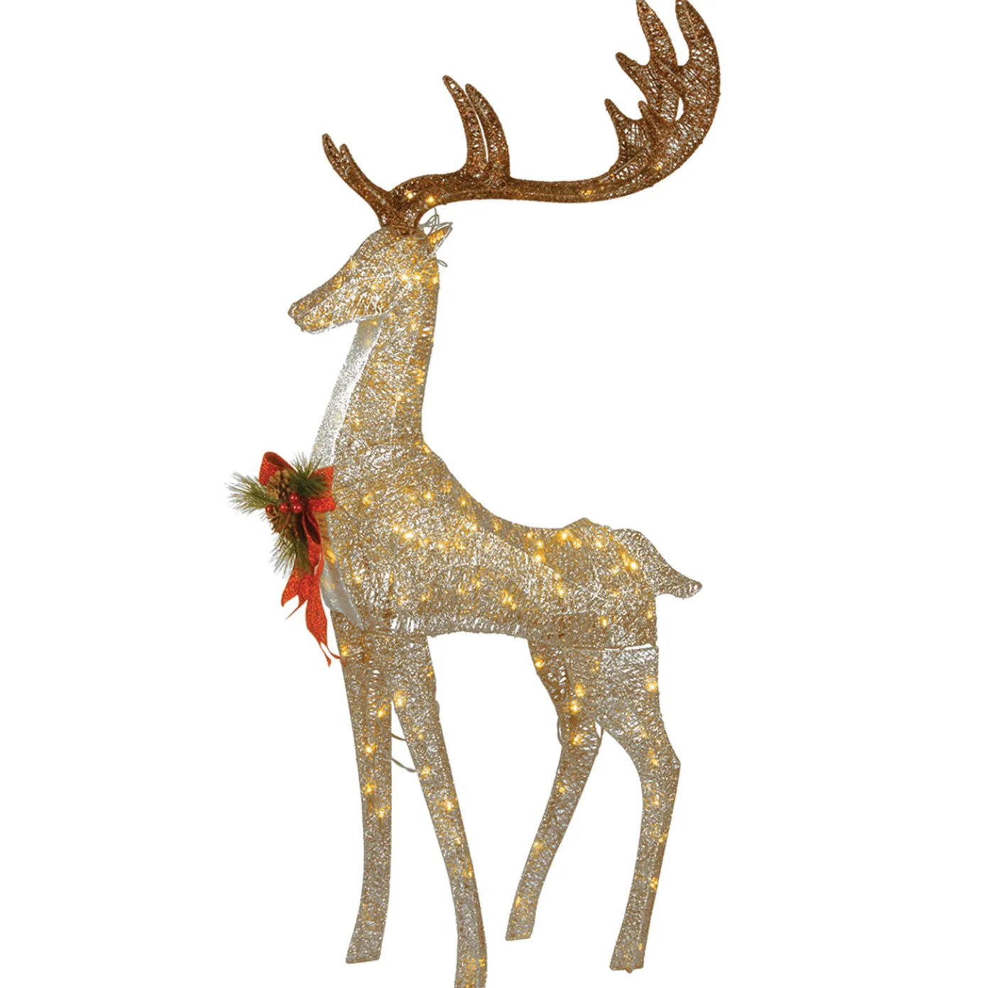 55 in. Pre-lit Crystal Champagne Standing Buck