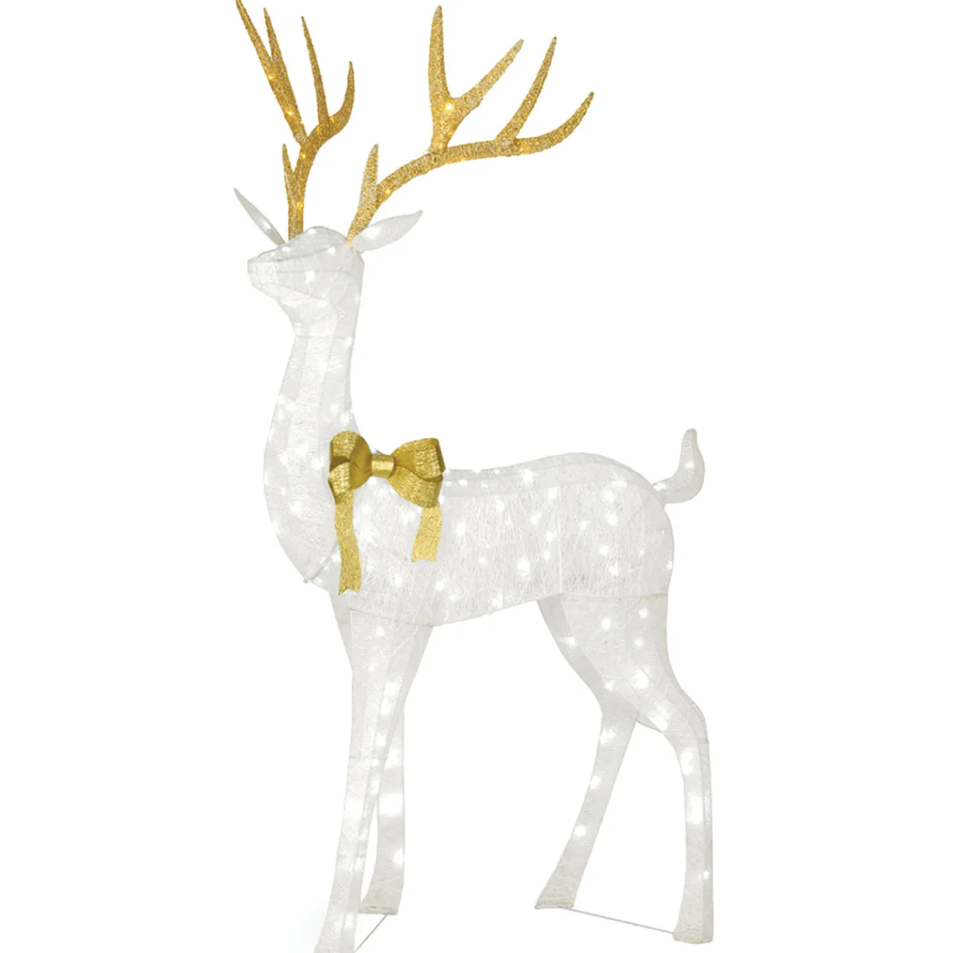 86 in. Pre-lit Crystal White Standing Buck