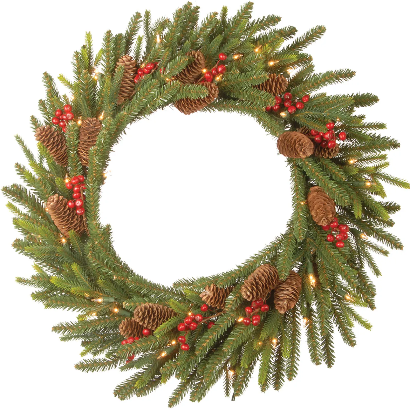 24 in. Pre-Lit Dorchester Fir Wreath with LED Lights