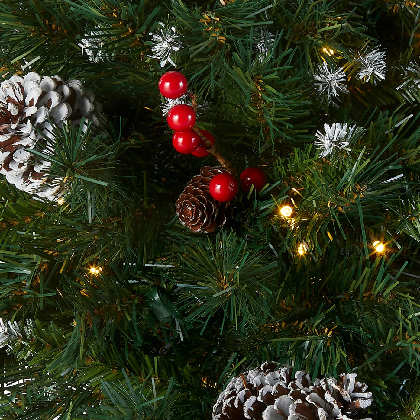 18 in. Pre-Lit Frosted Berry Urn Filler with LED Lights