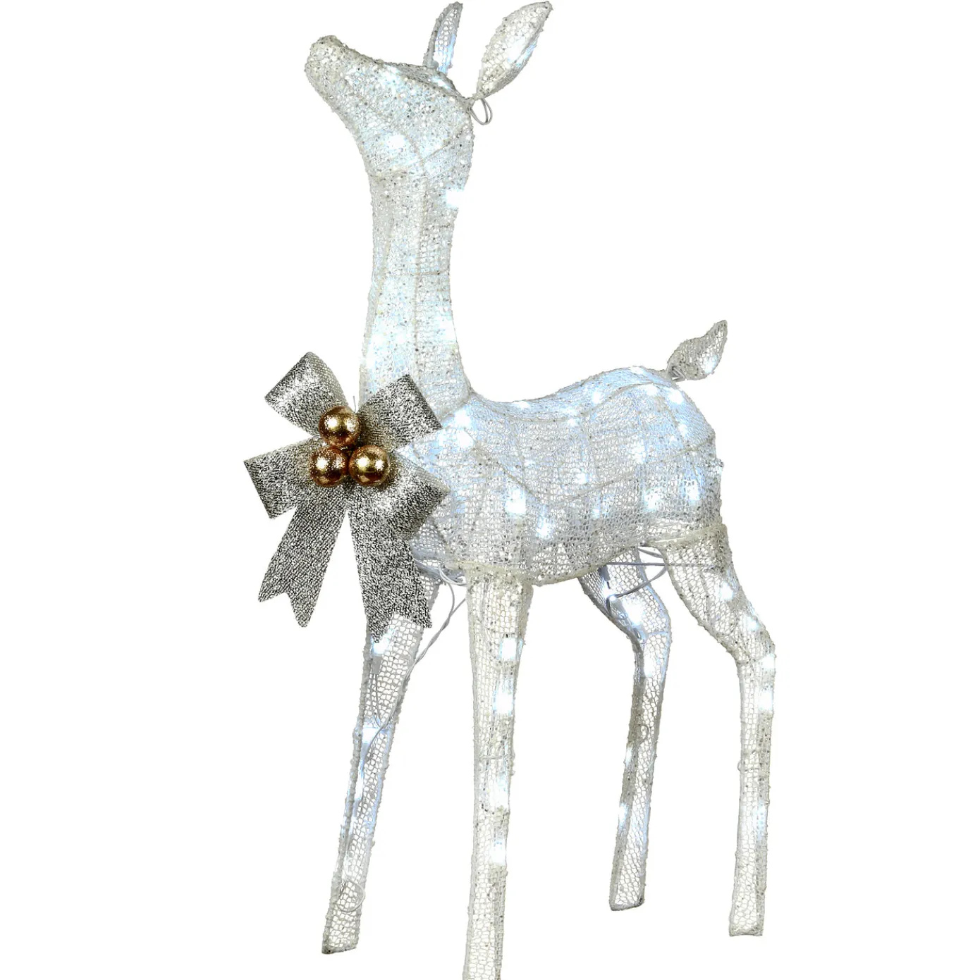 36 in. Pre-Lit Glittered Fawn