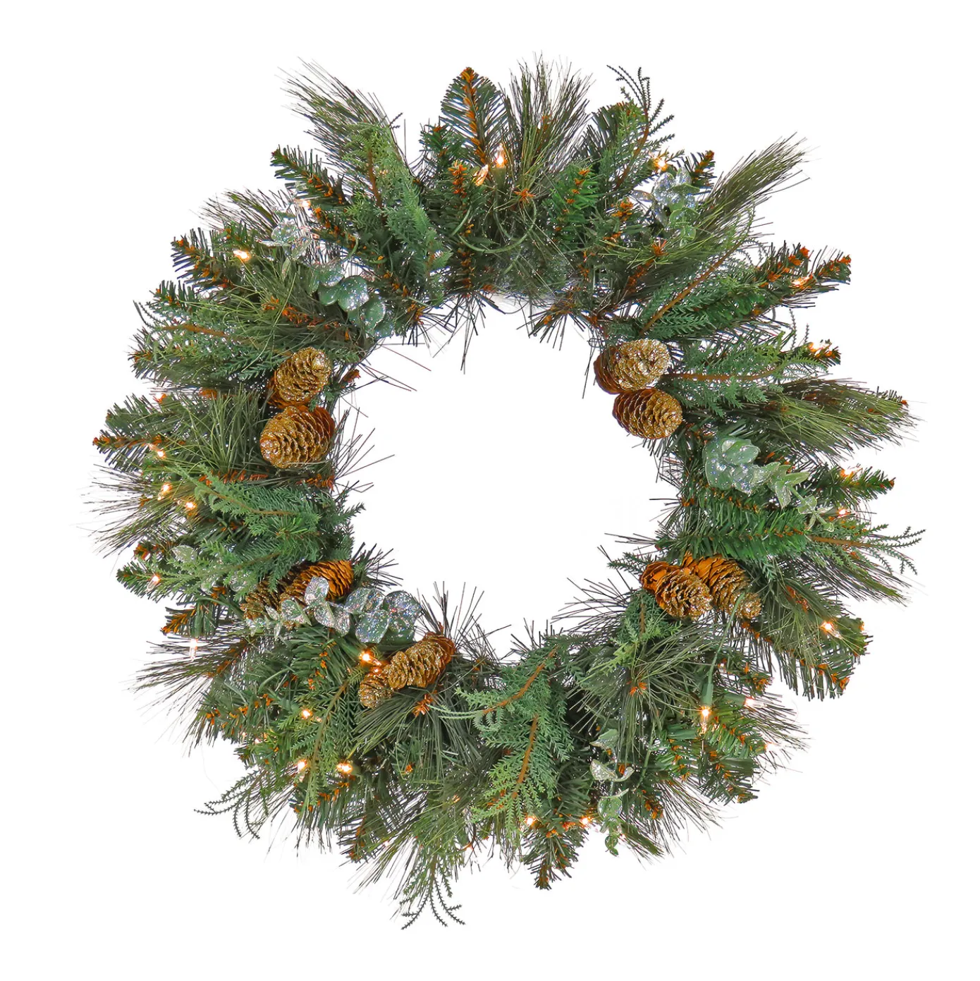 24 in. Pre-Lit North Conway Wreath with Clear Lights