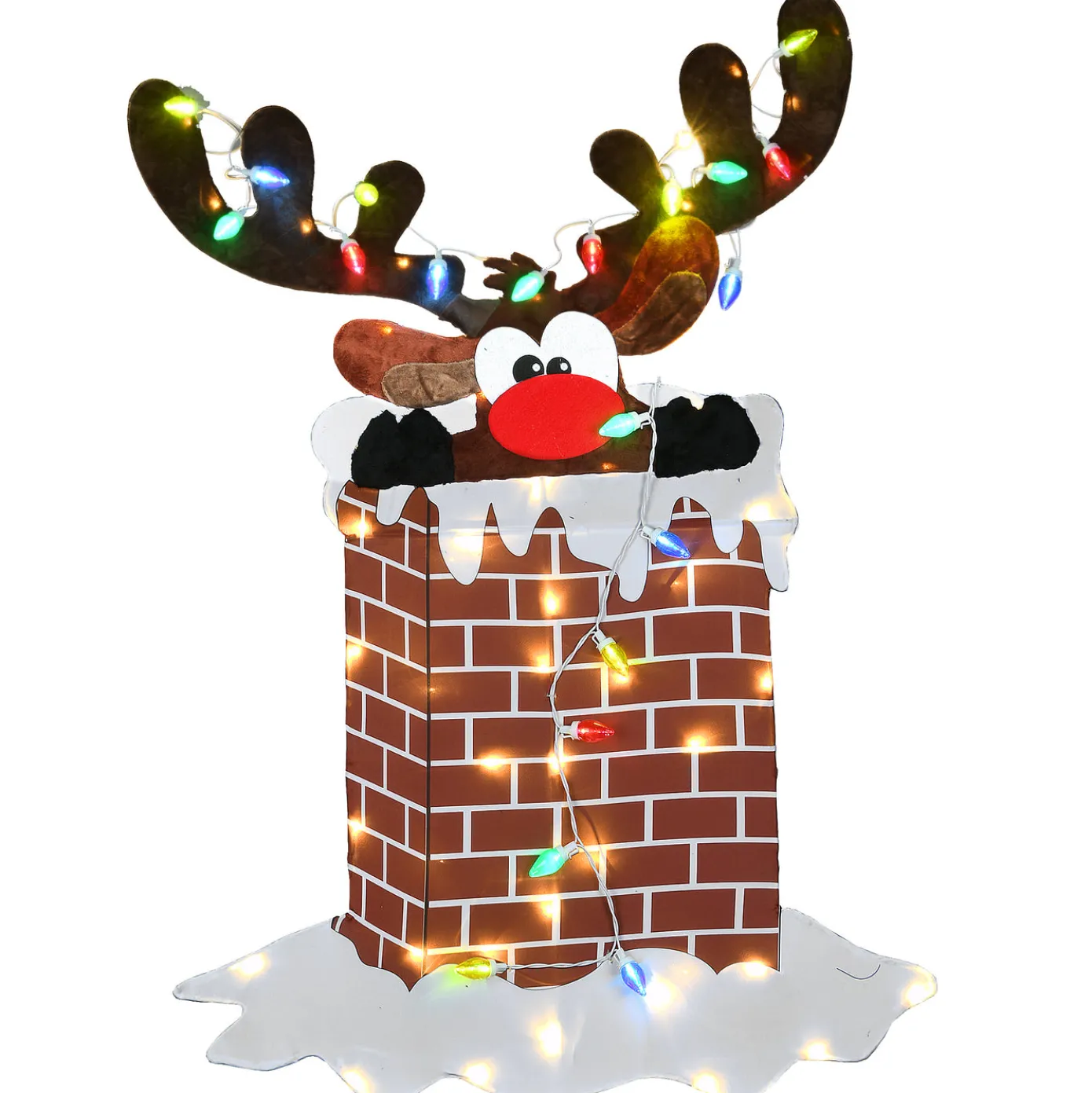 47 in. Pre-Lit Reindeer Stuck in Chimney Decoration