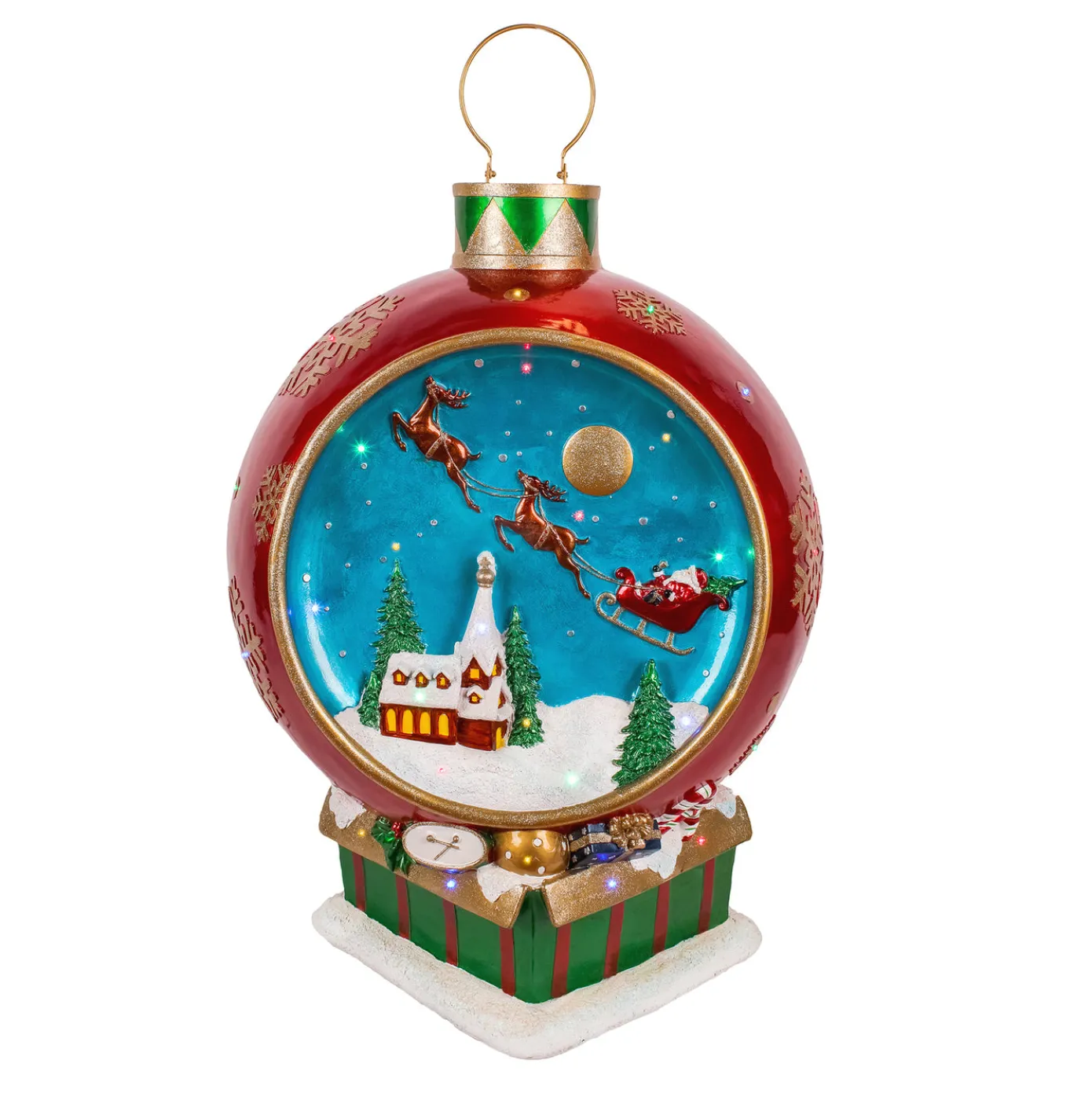 34 in. Santas Sleigh Ornament with Multicolor Lights and Music
