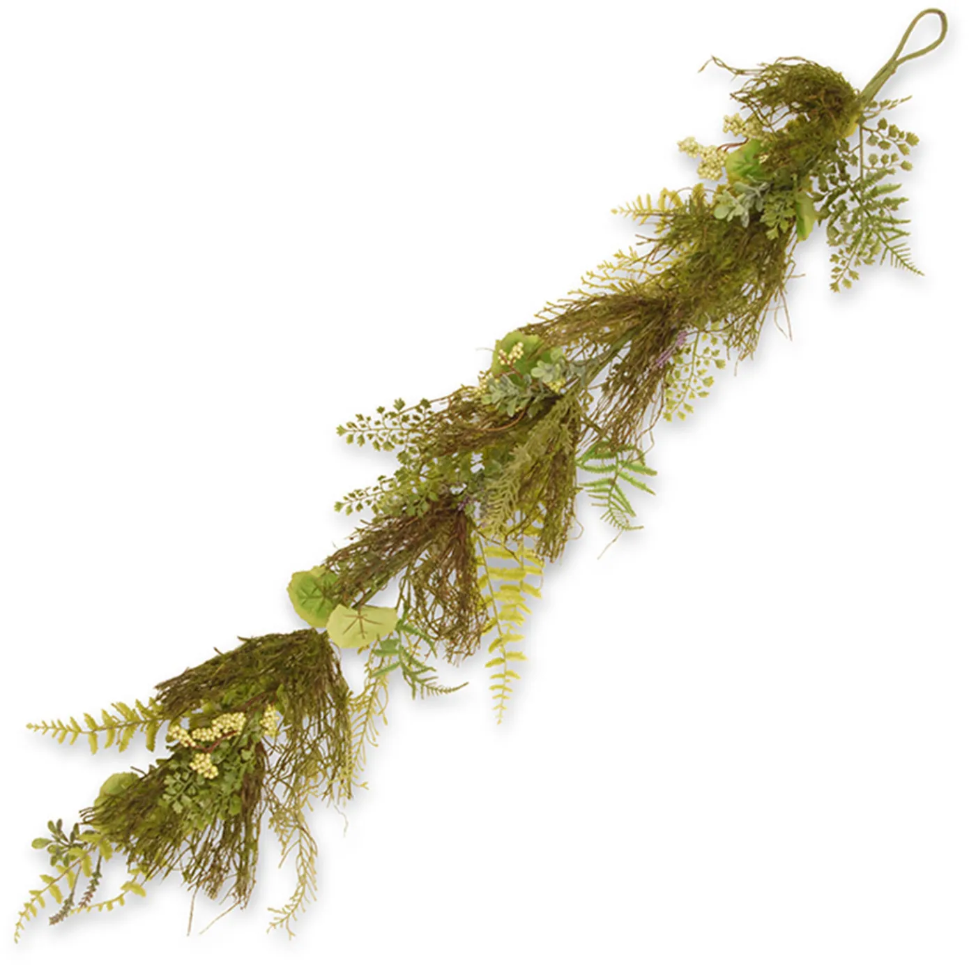 45 in. Spring Garland with Fern Leaves, Lavender, Leafy Greens