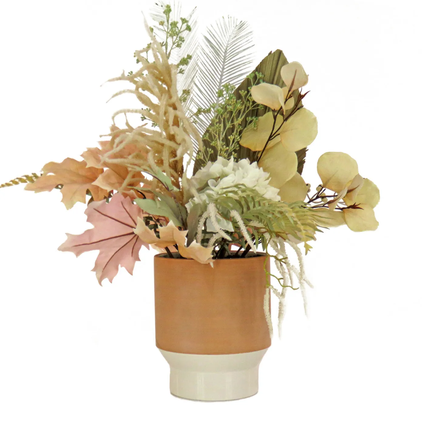 32 in. Spring Potted Plant Table Decoration with Assorted Palms, Leaves, Hydrangea
