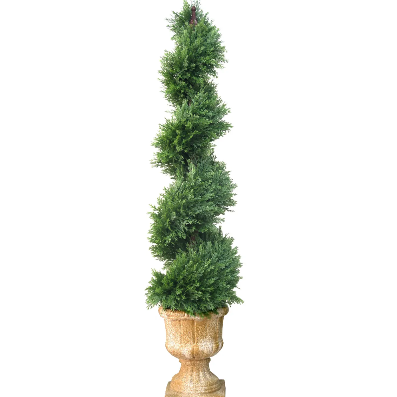 54 in. Upright Juniper Slim Spiral Topiary Tree in a Decorative Urn