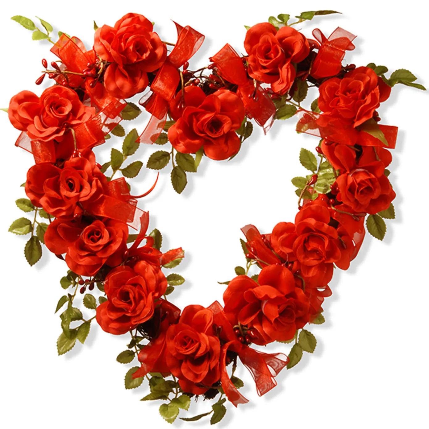 16 in. Valentine's Floral Heart Rose Wreath