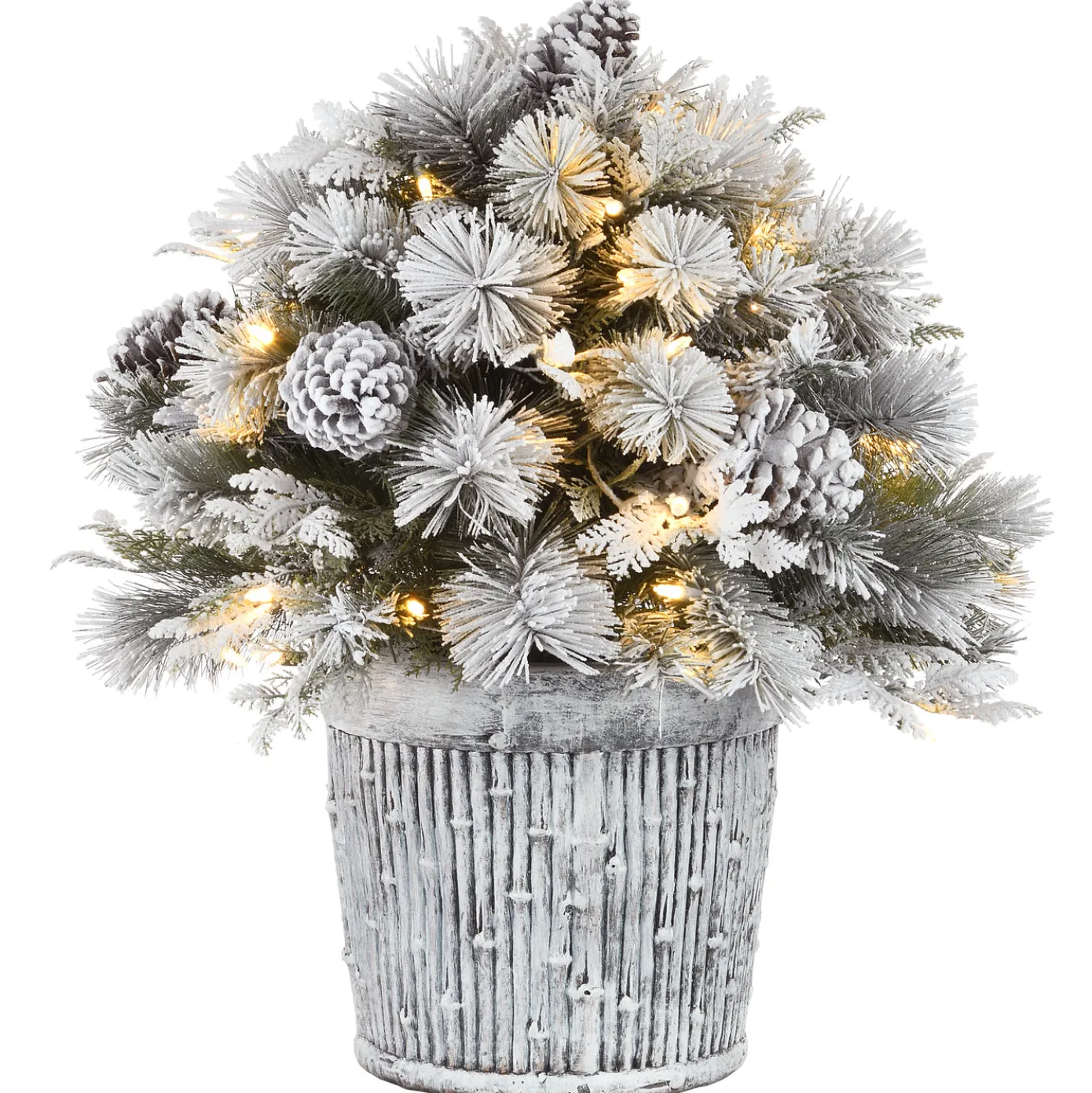 22 in.Pre-Lit Snowy Chiwaw Basin Tree with LED Lights