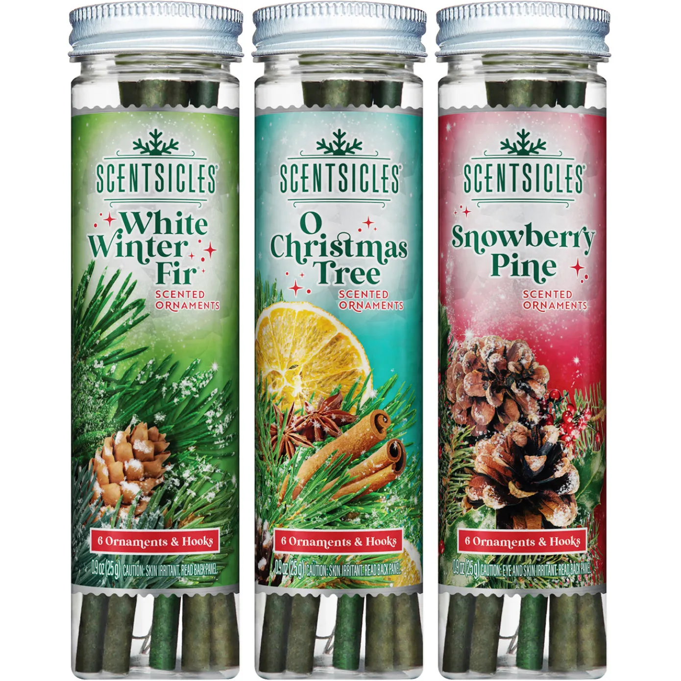 Scentsicles, 6pc Stick, White Winter Fir, O Christmas Tree, Snowberry Pine- 3 Pack